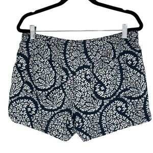 Gap Navy White Paisley Floral Linen Blend Mid-Rise Chino Shorts Size 8